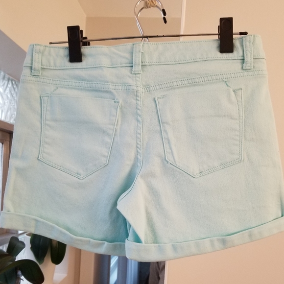 Minty Green Denim Shorts - Picture 2 of 4